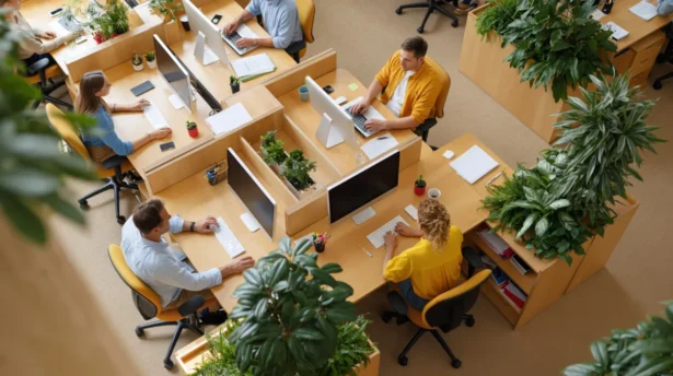 Office workspace supporting focus and well-being